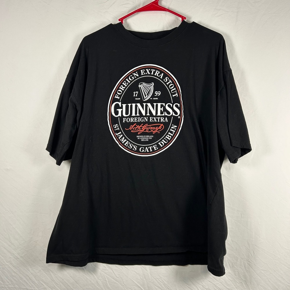 Guinness Graphic T-Shirt Mens XXL Black Good Relaxed Fit Foreign Extra Stout